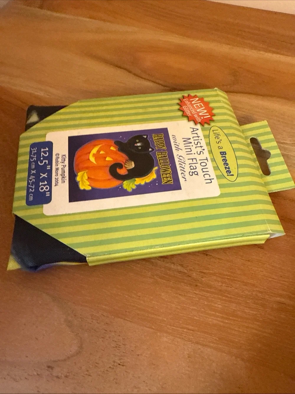 New Lifes A Breeze Kitty Cat Pumpkin Hallowen Flag 12.5